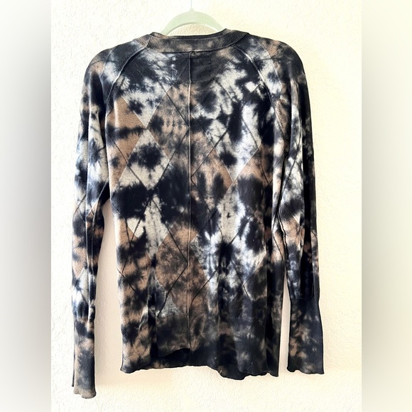 All Saints cool tie dye cotton blend cardigan w/harlequin stitching.UK 14 US L - Picture 2 of 5